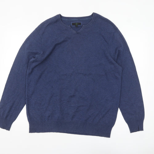 Jasper Conran Men’s Blue Cotton V-Neck Jumper Size L