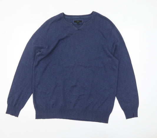Jasper Conran Men’s Blue Cotton V-Neck Jumper Size L
