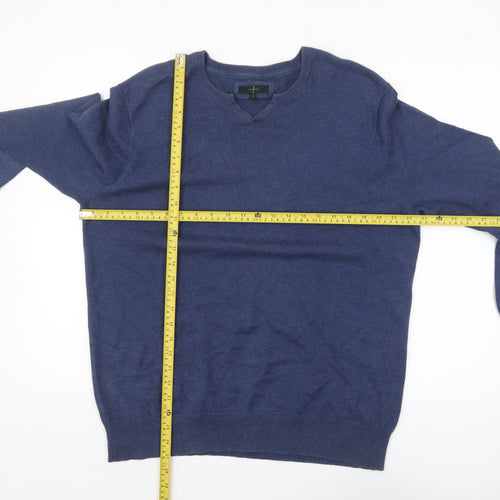Jasper Conran Men’s Blue Cotton V-Neck Jumper Size L