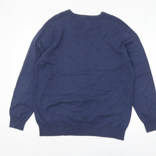 Jasper Conran Men’s Blue Cotton V-Neck Jumper Size L