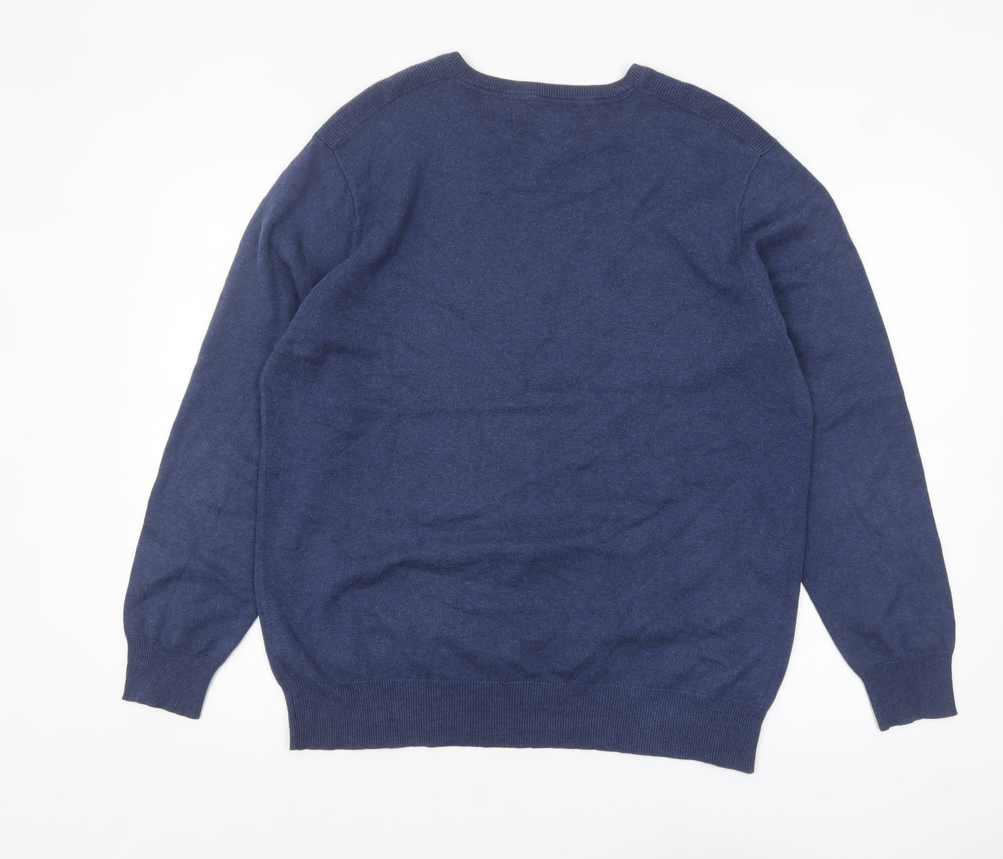 Jasper Conran Men’s Blue Cotton V-Neck Jumper Size L