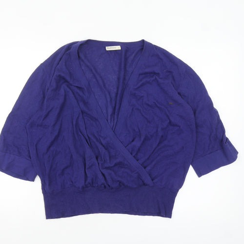 WoolOvers Women's Purple Linen Cotton Wrap Jumper Size L