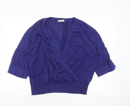 WoolOvers Women's Purple Linen Cotton Wrap Jumper Size L