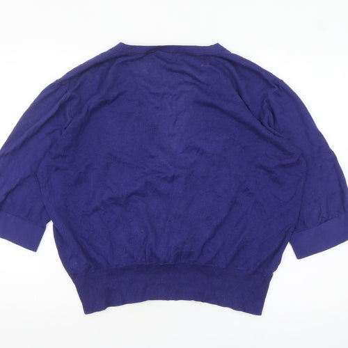 WoolOvers Women's Purple Linen Cotton Wrap Jumper Size L