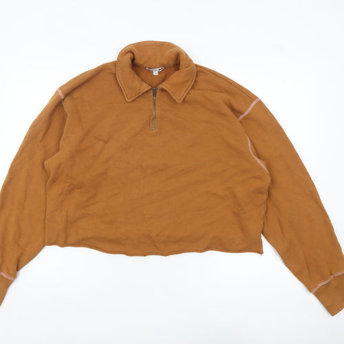 JW Anderson x Uniqlo Women's Brown Fleece 1/4 Zip Pullover Sweatshirt XL