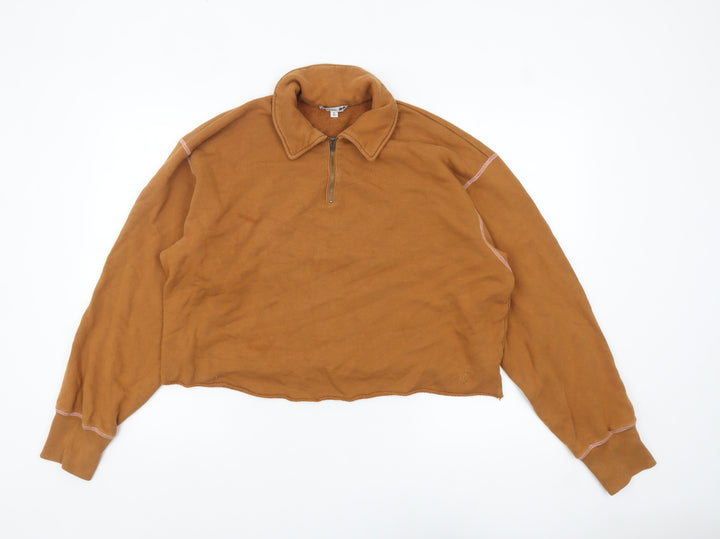 JW Anderson x Uniqlo Women's Brown Fleece 1/4 Zip Pullover Sweatshirt XL