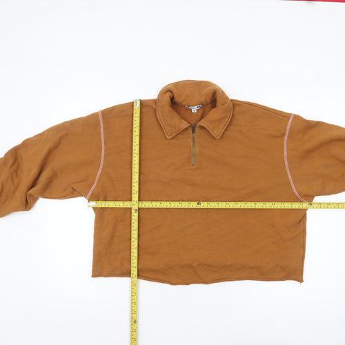 JW Anderson x Uniqlo Women's Brown Fleece 1/4 Zip Pullover Sweatshirt XL