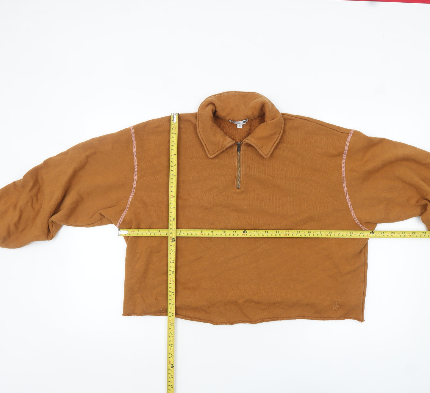 JW Anderson x Uniqlo Women's Brown Fleece 1/4 Zip Pullover Sweatshirt XL