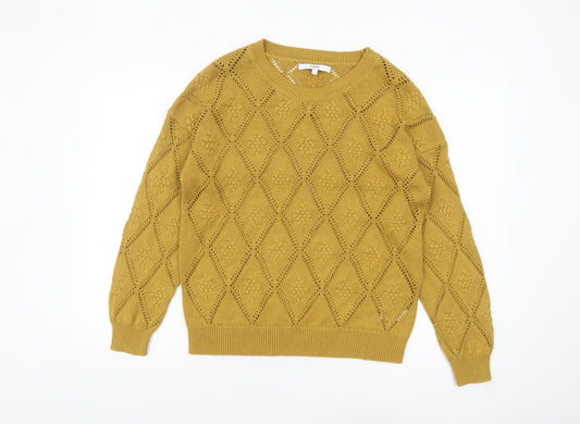 Next Women’s Yellow Open-Knit Cotton Jumper Size S