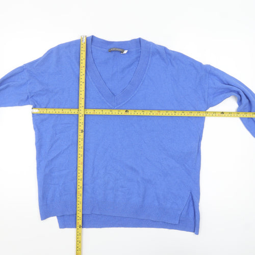 Mint Velvet Women's Blue V-Neck Button Sleeve Pullover Jumper Size S
