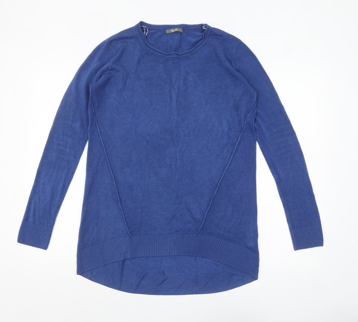 South Women's Blue Acrylic Crew Neck Long Sleeve Pullover Jumper Size 10