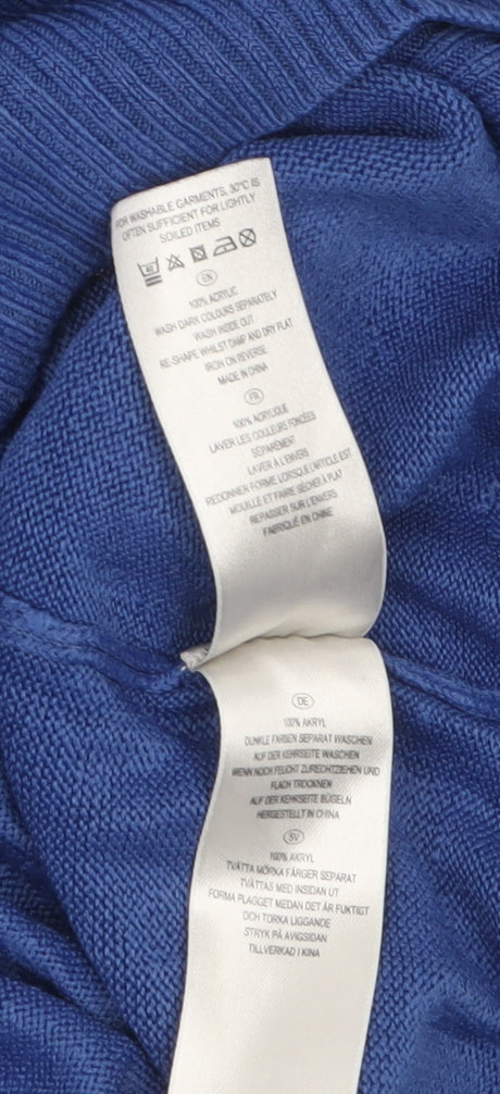 South Women's Blue Acrylic Crew Neck Long Sleeve Pullover Jumper Size 10