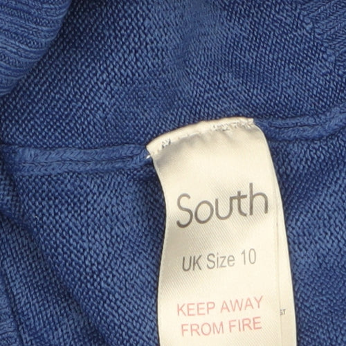 South Women's Blue Acrylic Crew Neck Long Sleeve Pullover Jumper Size 10