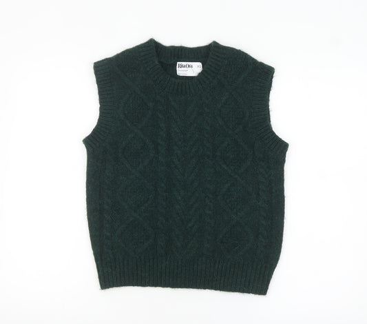 Primark Women Green Wool Knit Cable Sleeveless Vest XS