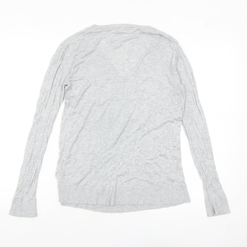 Hush Women’s Grey V-Neck Star Jumper Bamboo Knit Size S