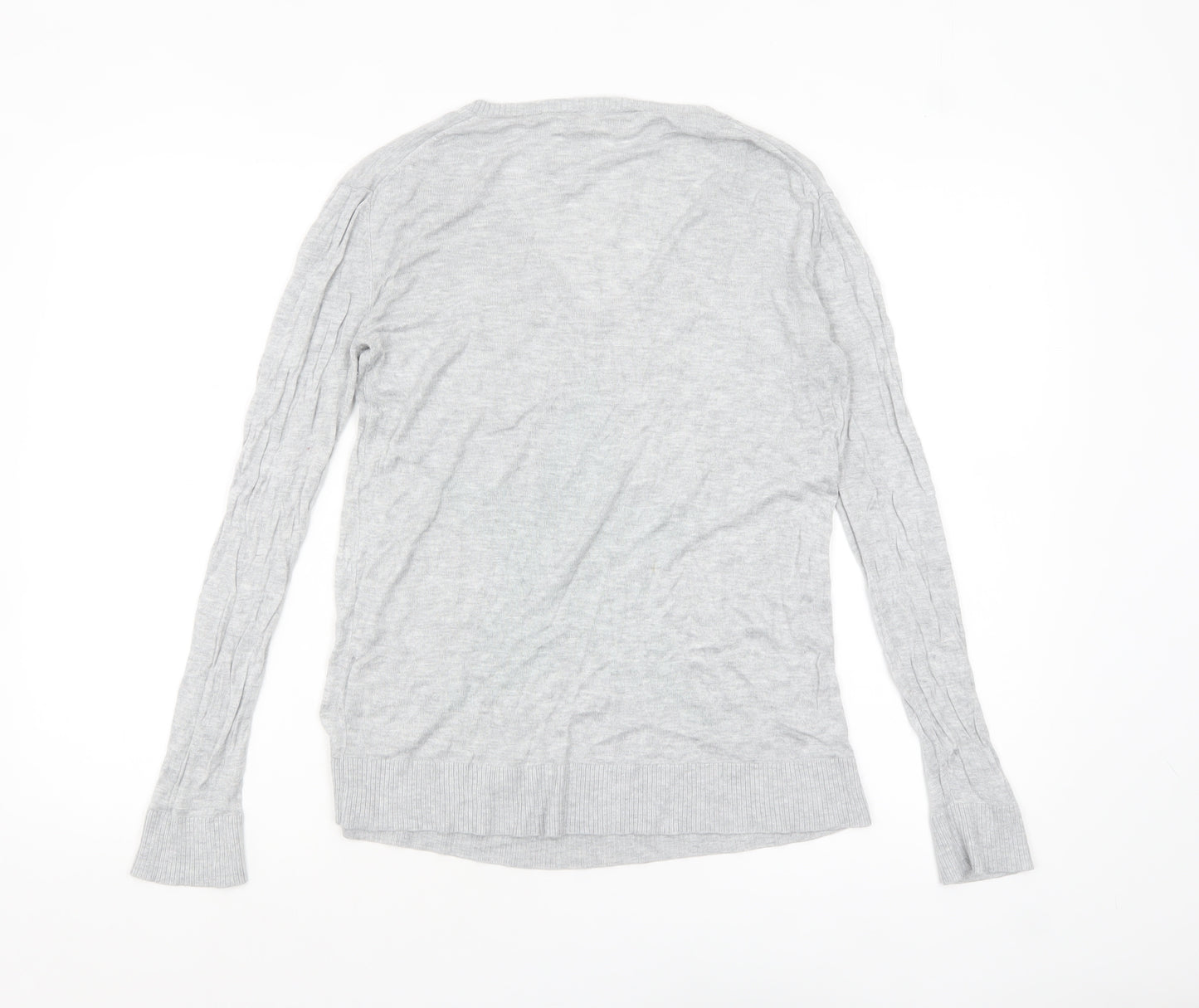 Hush Women’s Grey V-Neck Star Jumper Bamboo Knit Size S