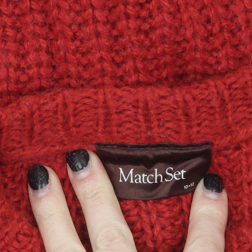 Match Set Womens Red Chunky Knit Wool Blend Sleeveless Vest 10-12