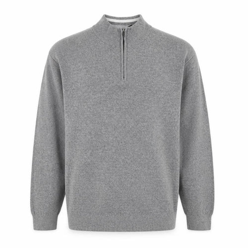 Lincoln Men's Grey Cotton 1/2 Zip High Neck Jumper Size L