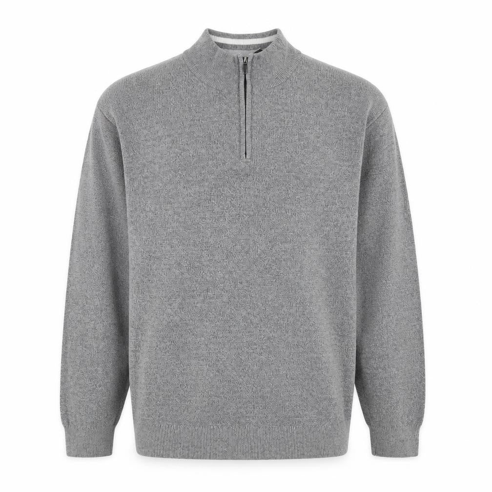 Lincoln Men's Grey Cotton 1/2 Zip High Neck Jumper Size L