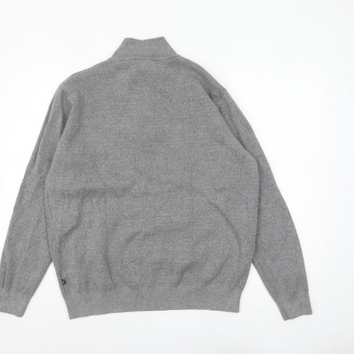 Lincoln Men's Grey Cotton 1/2 Zip High Neck Jumper Size L