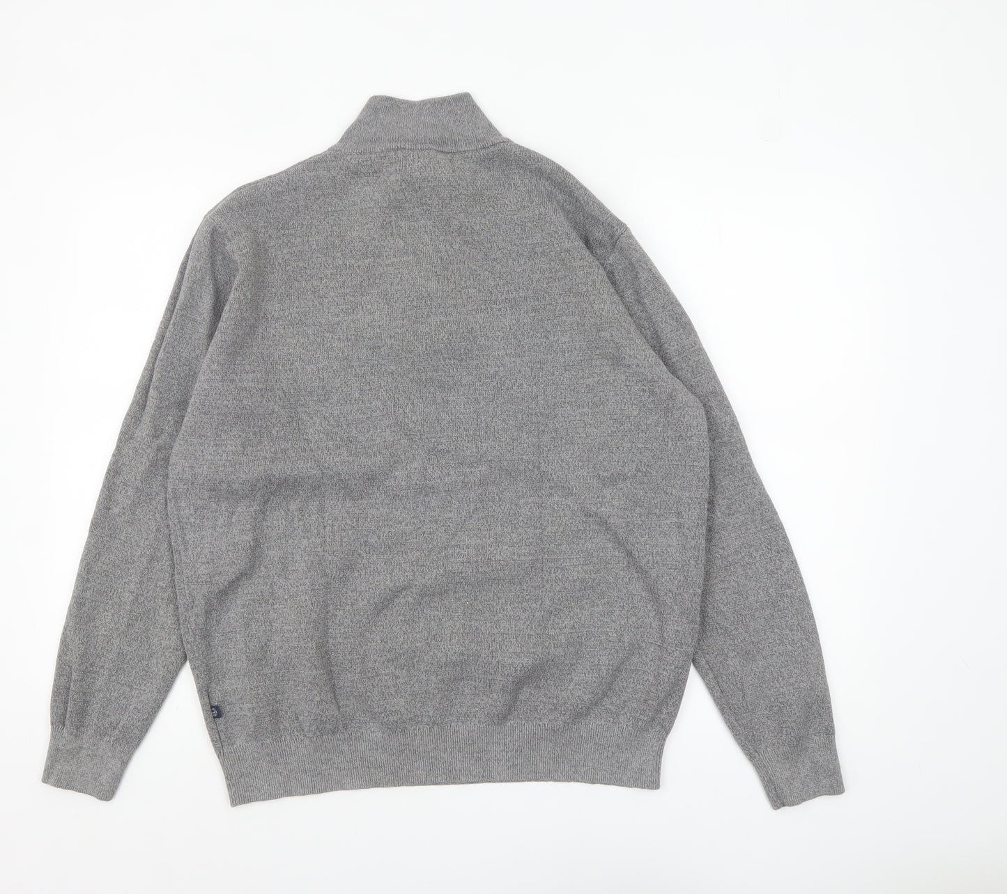 Lincoln Men's Grey Cotton 1/2 Zip High Neck Jumper Size L
