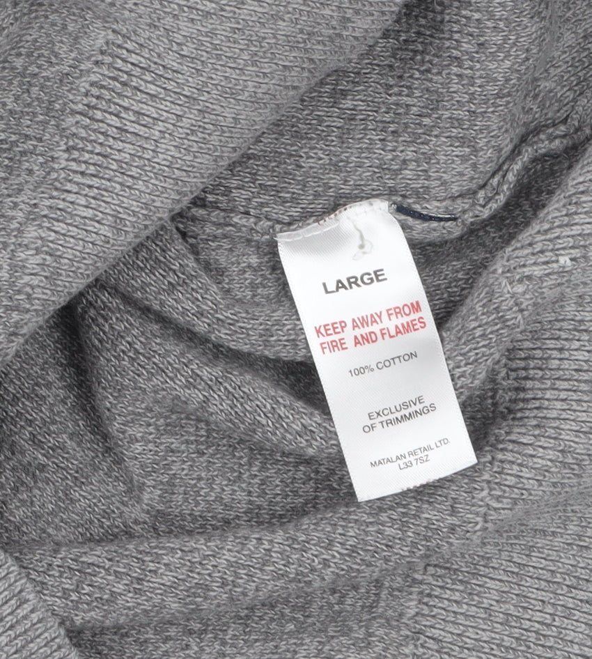 Lincoln Men's Grey Cotton 1/2 Zip High Neck Jumper Size L