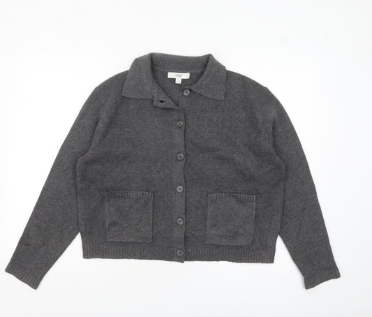 Marks and Spencer Women's Grey Collared Button Cardigan M