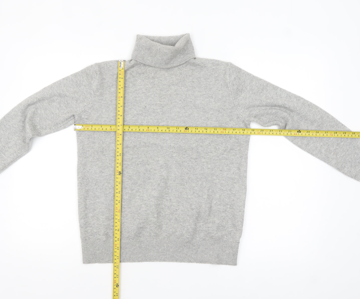 Marks and Spencer Women's Grey Roll Neck Knit Jumper XS