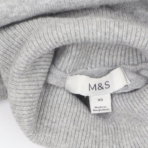 Marks and Spencer Women's Grey Roll Neck Knit Jumper XS
