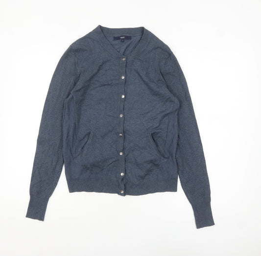 Next Women's Blue Crew Neck Long Sleeve Cardigan Size 8