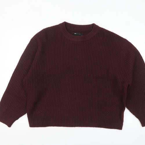 ASOS Design Women's Burgundy Acrylic Polyester Chunky Knit Jumper Size M 12-14