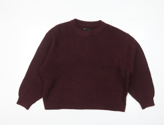 ASOS Design Women's Burgundy Acrylic Polyester Chunky Knit Jumper Size M 12-14