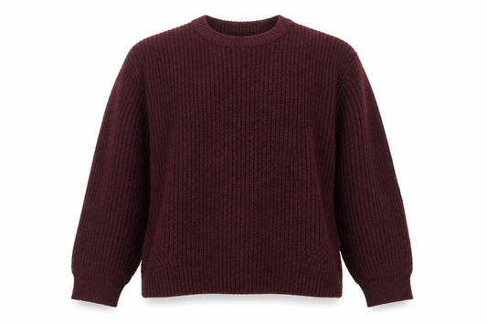 Front view of ASOS Design Women's Burgundy Acrylic Polyester Chunky Knit Jumper, size M, 12-14