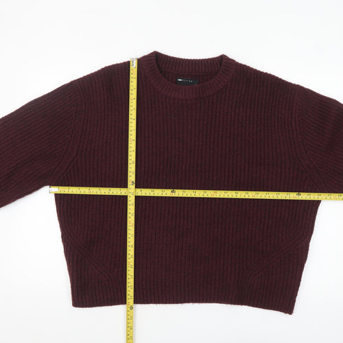 ASOS Design Women's Burgundy Acrylic Polyester Chunky Knit Jumper Size M 12-14