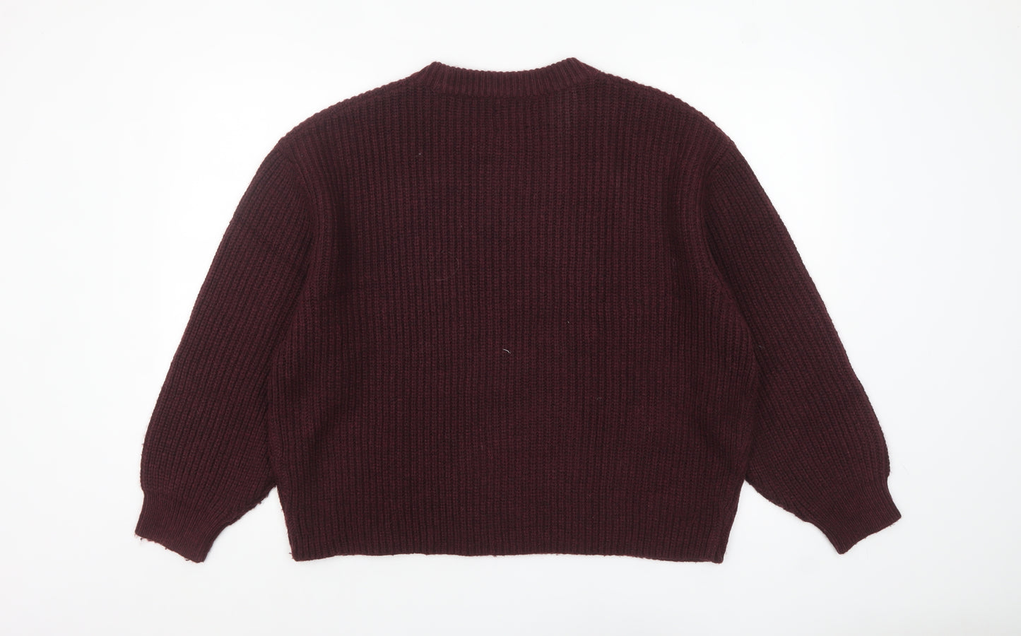 ASOS Design Women's Burgundy Acrylic Polyester Chunky Knit Jumper Size M 12-14