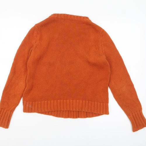 Lands' End Women's Orange Cable-Knit Cotton Pullover Jumper Petite S