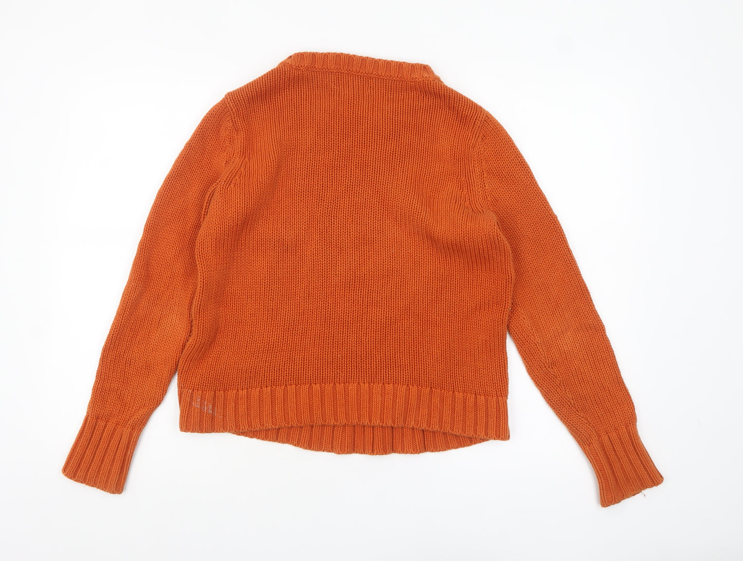 Lands' End Women's Orange Cable-Knit Cotton Pullover Jumper Petite S