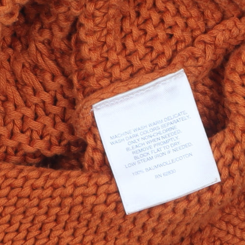 Lands' End Women's Orange Cable-Knit Cotton Pullover Jumper Petite S