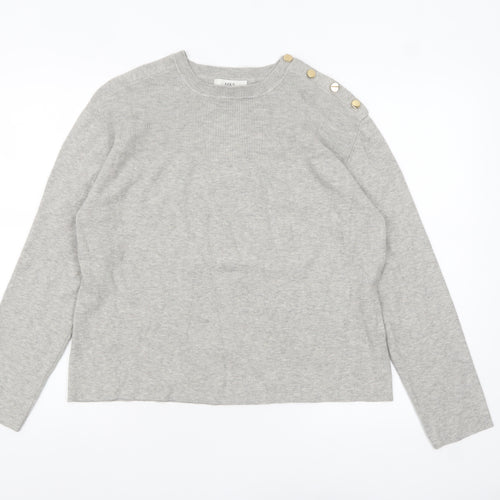 Marks and Spencer Womens Grey Button Shoulder Knit Jumper M