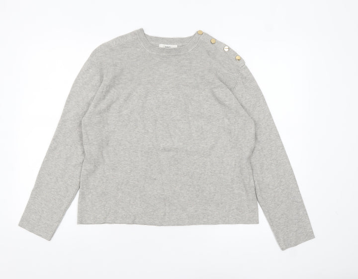 Marks and Spencer Womens Grey Button Shoulder Knit Jumper M