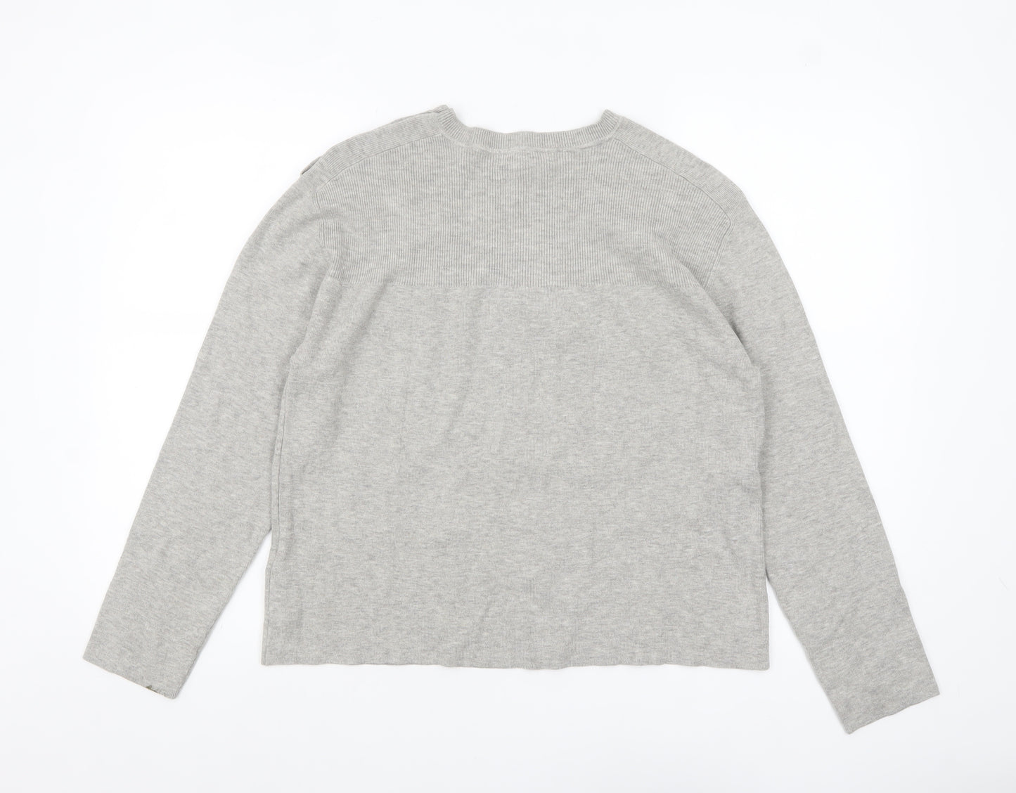 Marks and Spencer Womens Grey Button Shoulder Knit Jumper M