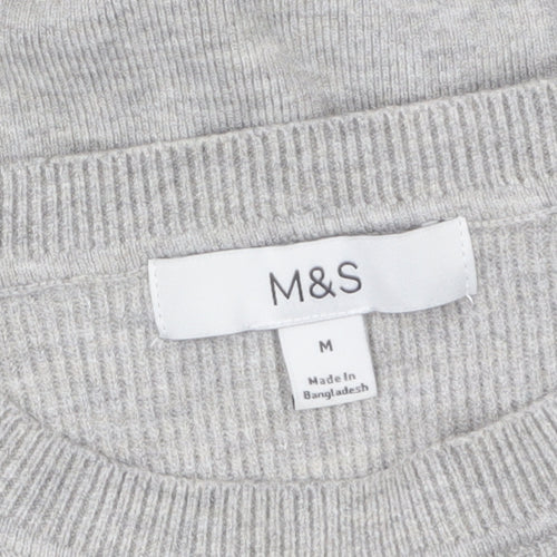 Marks and Spencer Womens Grey Button Shoulder Knit Jumper M