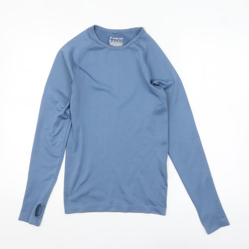 Primark Women Blue Long Sleeve Workout Top XS Slim Fit Activewear Pullover