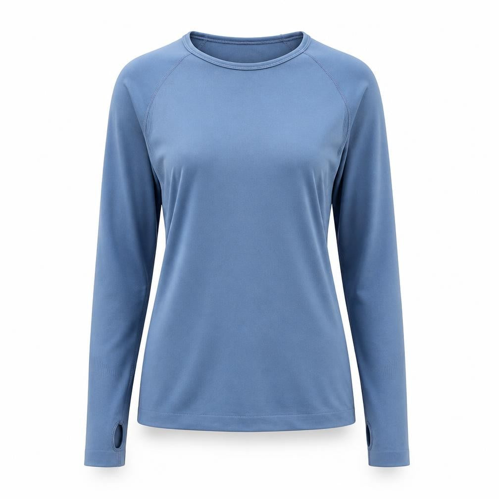 Front view of Primark Women Blue Long Sleeve Workout Top XS Slim Fit Activewear Pullover