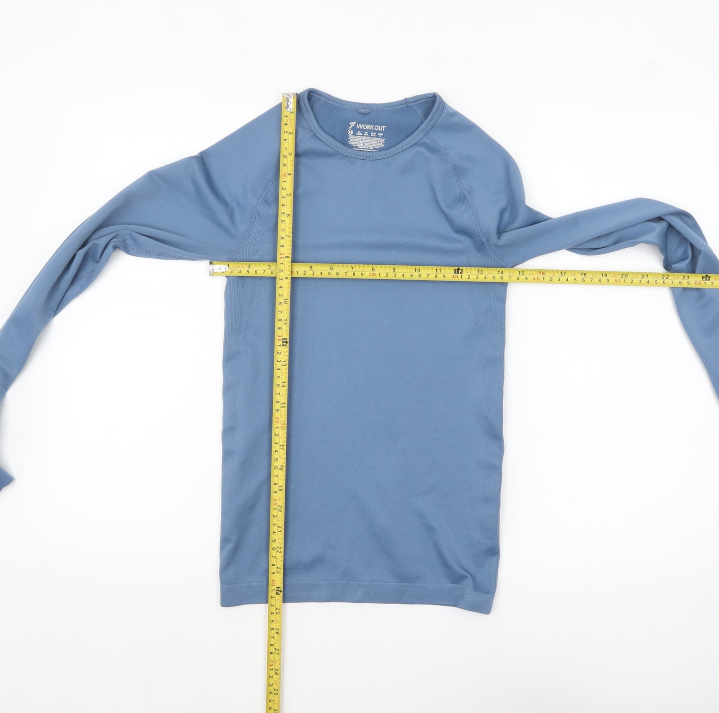 Primark Women Blue Long Sleeve Workout Top XS Slim Fit Activewear Pullover