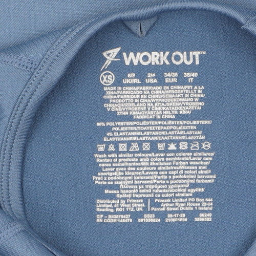 Primark Women Blue Long Sleeve Workout Top XS Slim Fit Activewear Pullover