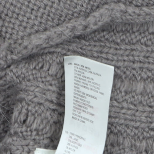White Stuff Women’s Grey Wool Blend Short Sleeve Chunky Knit Cardigan Size 16