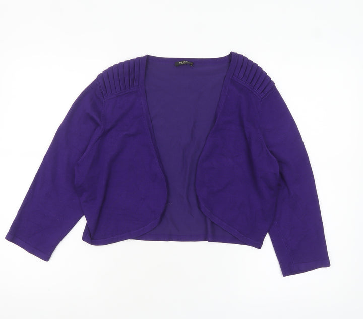 Precis Petite Women's Purple 3/4 Sleeve Open Knit Cardigan L