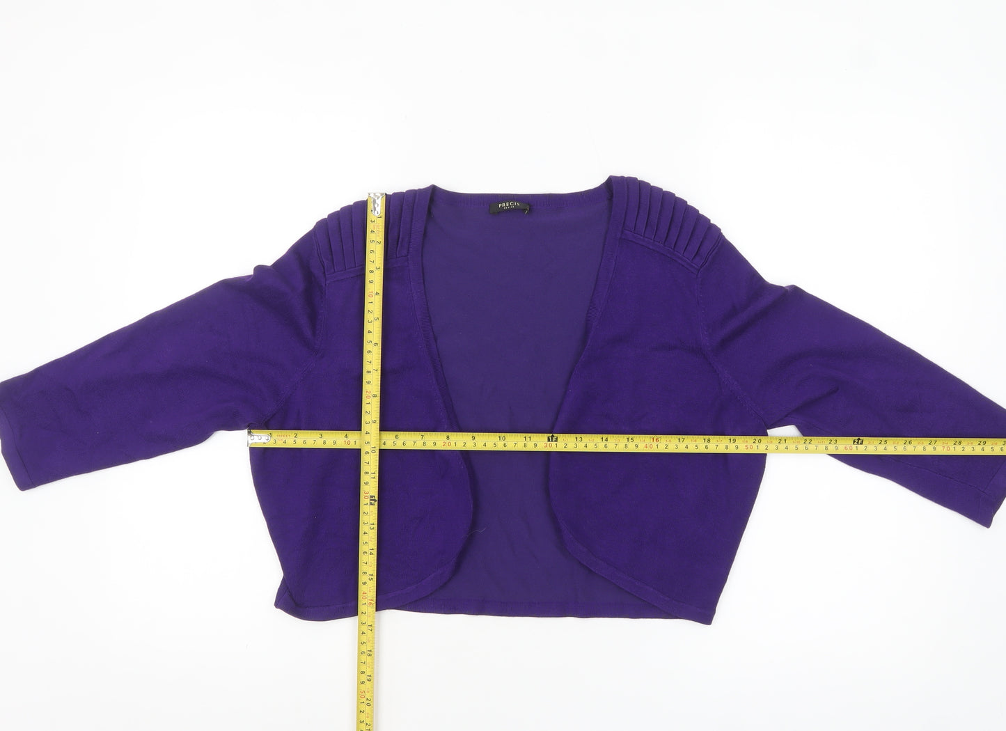 Precis Petite Women's Purple 3/4 Sleeve Open Knit Cardigan L