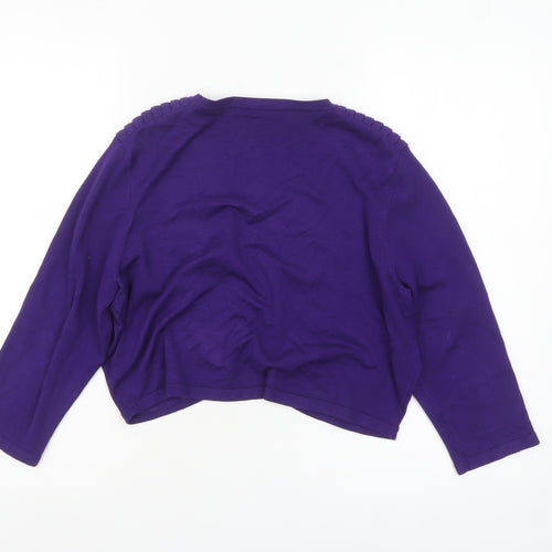 Precis Petite Women's Purple 3/4 Sleeve Open Knit Cardigan L